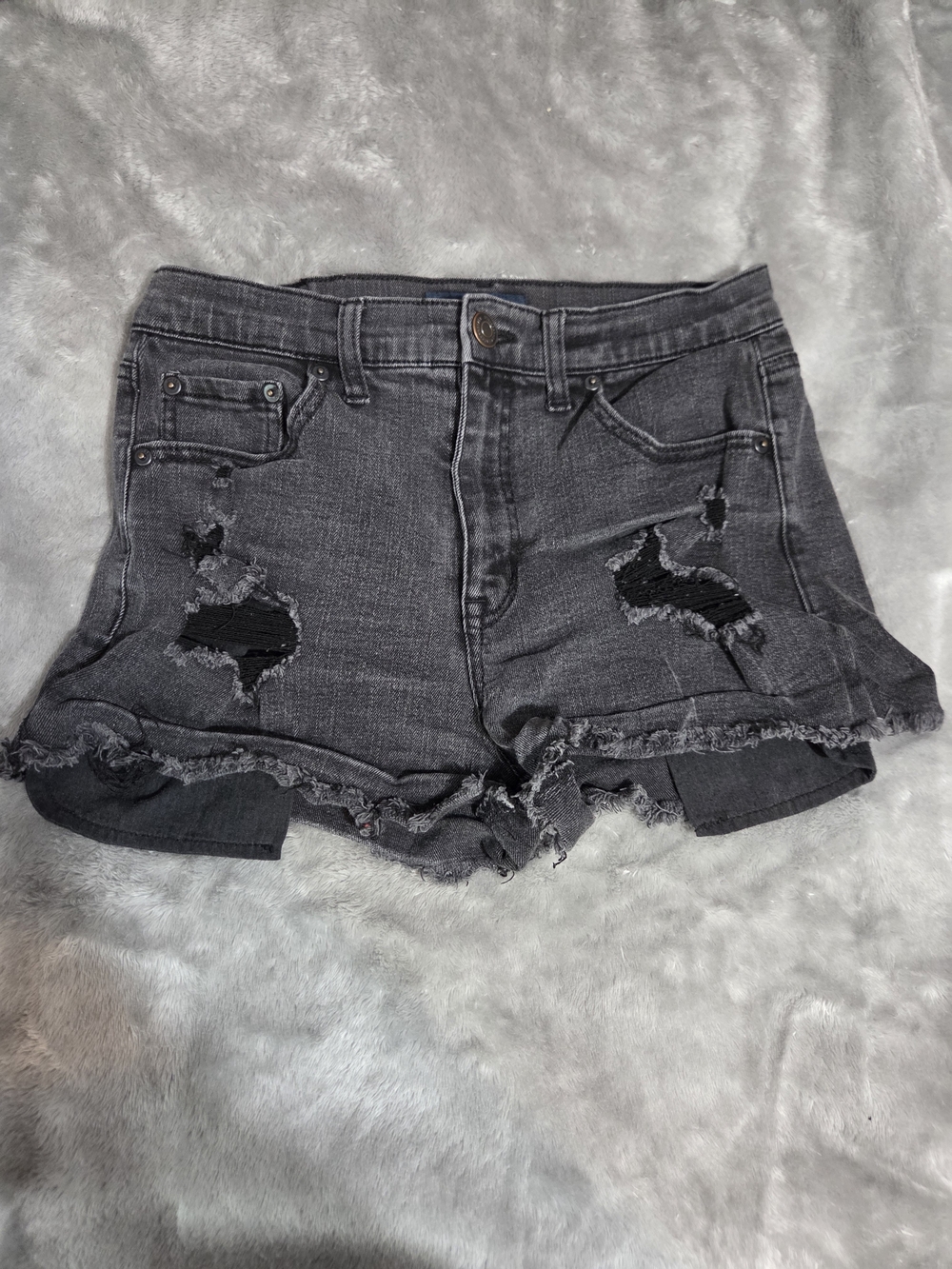 Aeropostale High-Rise Black Distressed Denim Jean Shorts for Women
